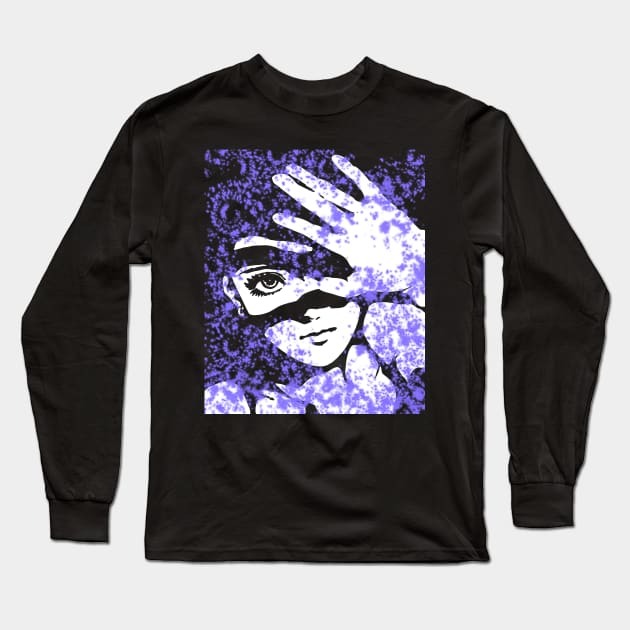 Punk Fashion Style Neon Purple Glowing Girl Long Sleeve T-Shirt by Punk Fashion